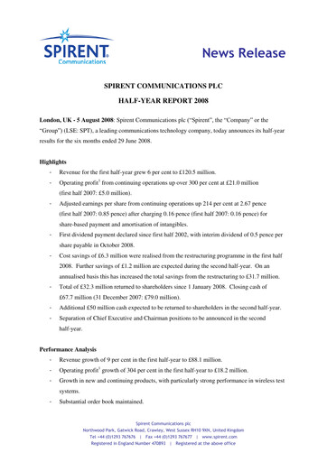 Thumbnail Spirent Half-year Report 2008-h1