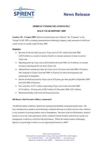 Thumbnail Spirent Half-year Report 2009-h1