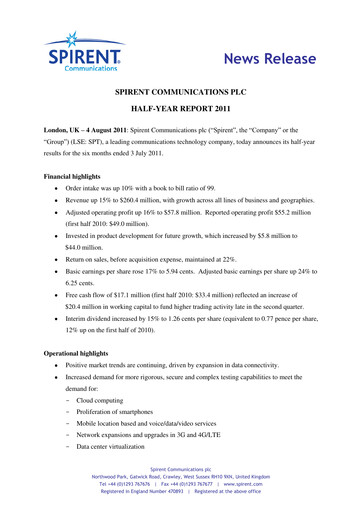 Thumbnail Spirent Half-year Report 2011-h1