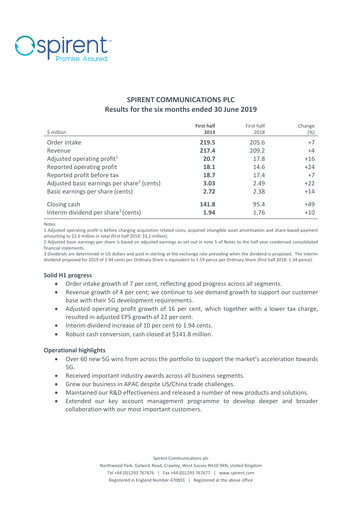 Thumbnail Spirent Half-year Report 2019-h1
