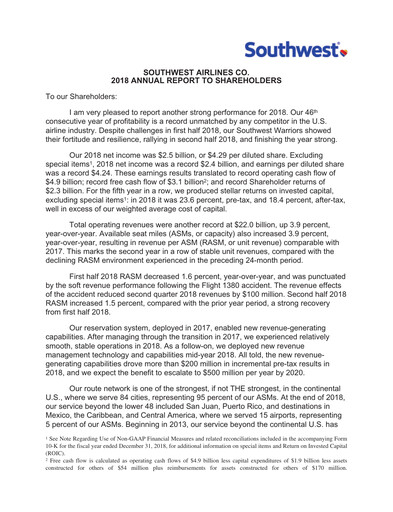 Thumbnail Southwest Airlines Annual Report 2018