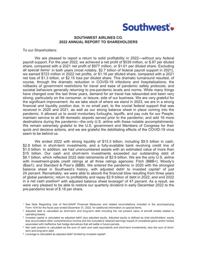 Thumbnail Southwest Airlines Annual Report 2022