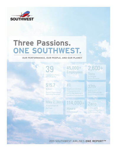 Thumbnail Southwest Airlines ESG Report 2011