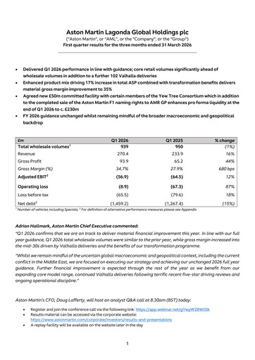 Vorschaubild Aston Martin
 Quartalsbericht 2026-q1
