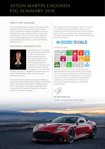 Miniature Aston Martin
 Rapport de durabilité 2018