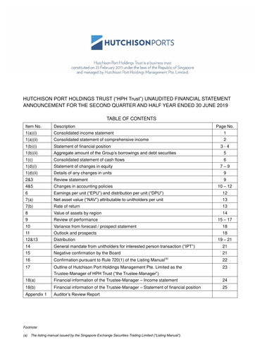 Thumbnail HPH Trust (Hutchison Port) Half-year Report 2019-h1