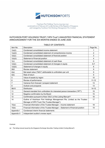 Vorschaubild HPH Trust (Hutchison Port) Halbjahresbericht 2026-h1