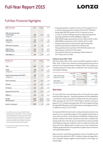 Miniature Lonza Bilan financier 2015