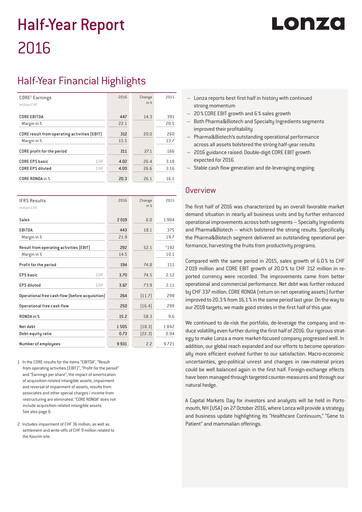 Miniature Lonza Bilan financier 2016-h1