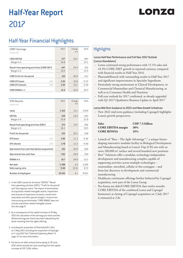 Thumbnail Lonza Half-year Report 2017-h1