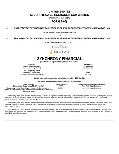 Thumbnail Synchrony Financial Quarterly Report 2023-q2