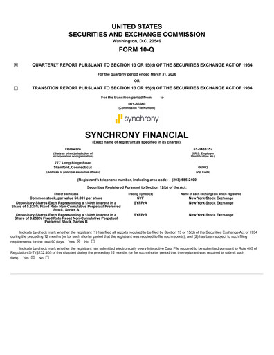 Thumbnail Synchrony Financial Quarterly Report 2026-q1