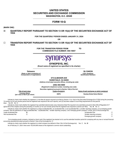 Thumbnail Synopsys Quarterly Report 2024-q1