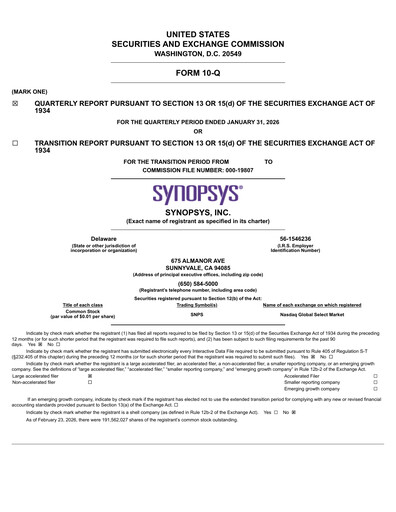 Thumbnail Synopsys Quarterly Report 2026-q1