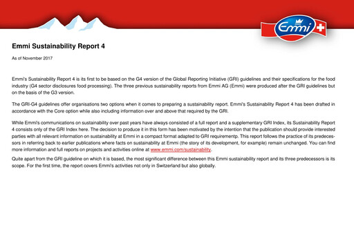Thumbnail Emmi AG Sustainability Report 2015-2016