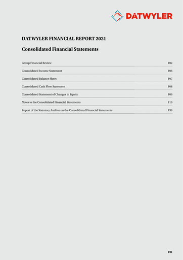 Thumbnail Dätwyler Financial Statement 2021