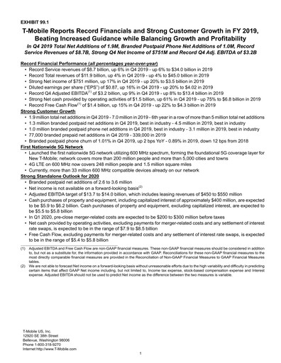 Thumbnail T-Mobile US Financial Report 2019