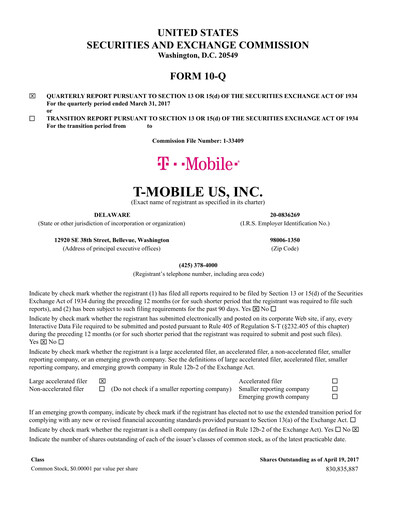 Vorschaubild T-Mobile US Quartalsbericht 2017-q1