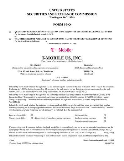 Vorschaubild T-Mobile US Quartalsbericht 2018-q1