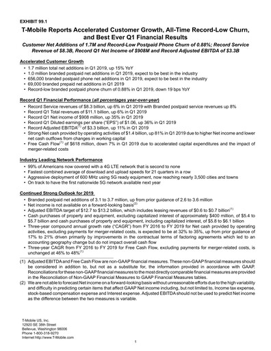 Thumbnail T-Mobile US Quarterly Report 2019-q1