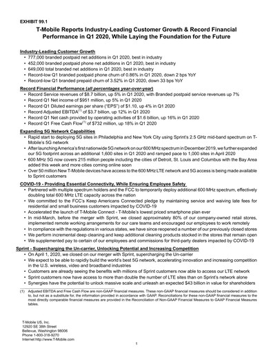 Thumbnail T-Mobile US Quarterly Report 2020-q1