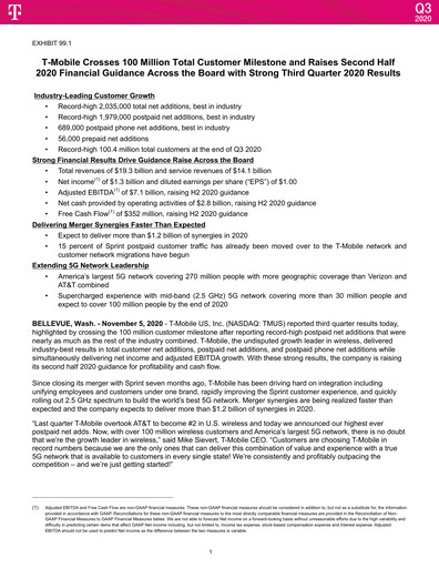 Thumbnail T-Mobile US Quarterly Report 2020-q3