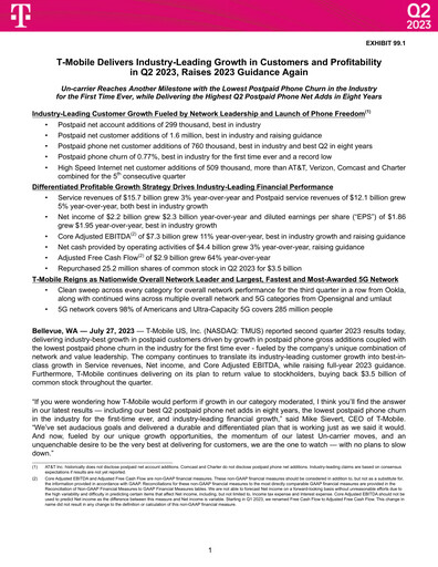 Thumbnail T-Mobile US Quarterly Report 2023-q2