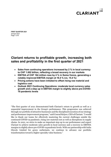Thumbnail Clariant Quarterly Report 2021-q1