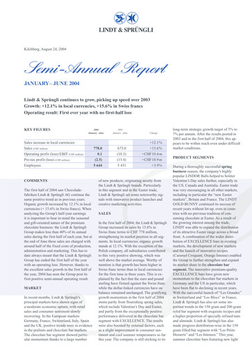 Miniature Chocoladefabriken Lindt & Sprüngli Rapport semestriel 2004-h1