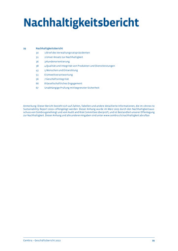 Thumbnail Cembra Money Bank Sustainability Report 2022