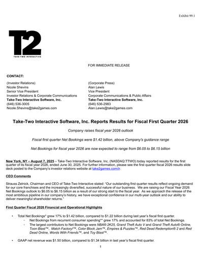 Thumbnail Take-Two Interactive
 Quarterly Report 2026-q1
