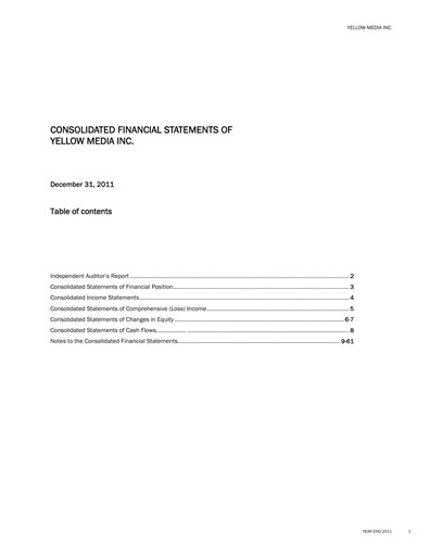 Thumbnail Yellow Pages (Canada) Financial Statement 2011