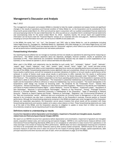 Vorschaubild Yellow Pages (Canada) Quartalsbericht 2012-q1