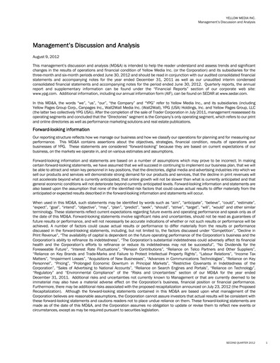 Vorschaubild Yellow Pages (Canada) Quartalsbericht 2012-q2