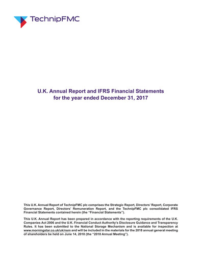 Thumbnail TechnipFMC
 Annual Report 2017