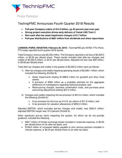 Thumbnail TechnipFMC
 Quarterly Report 2018-q4