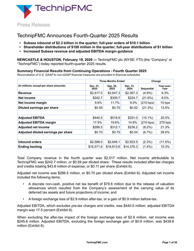 Thumbnail TechnipFMC
 Quarterly Report 2025-q4