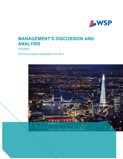 Thumbnail WSP Global
 Quarterly Report 2014-q1