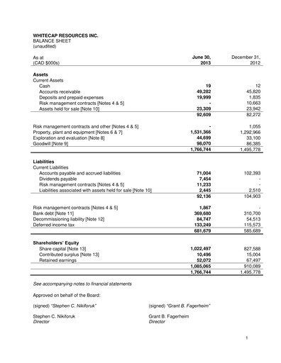 Thumbnail Whitecap Resources Quarterly Report 2013-q2
