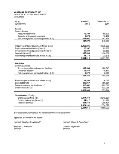 Thumbnail Whitecap Resources Quarterly Report 2015-q1