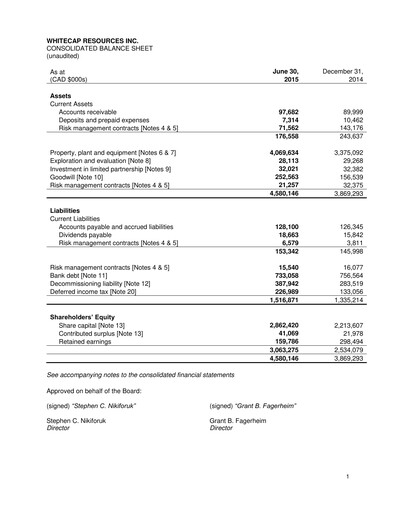 Thumbnail Whitecap Resources Quarterly Report 2015-q2