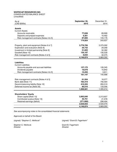 Thumbnail Whitecap Resources Quarterly Report 2015-q3