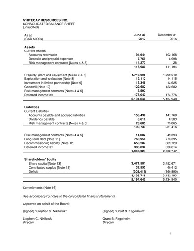 Thumbnail Whitecap Resources Quarterly Report 2017-q2