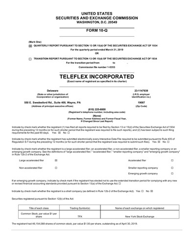 Miniature Teleflex Rapport trimestriel 2019-q1
