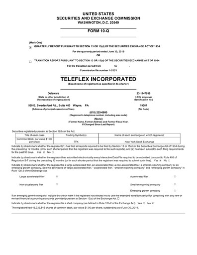 Miniature Teleflex Rapport trimestriel 2019-q2