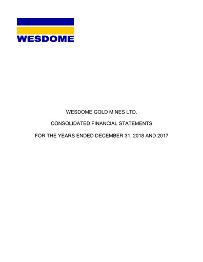 Thumbnail Wesdome Gold Mines Financial Statement 2018