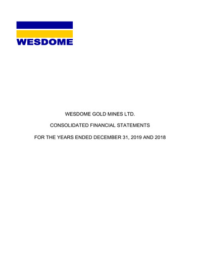 Thumbnail Wesdome Gold Mines Financial Statement 2019