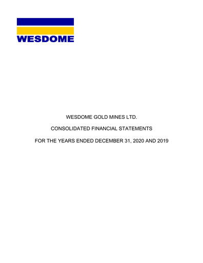 Thumbnail Wesdome Gold Mines Financial Statement 2020