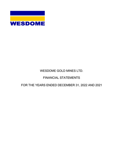 Thumbnail Wesdome Gold Mines Financial Statement 2022