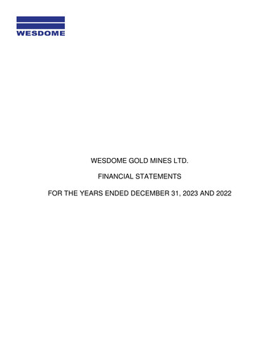 Thumbnail Wesdome Gold Mines Financial Statement 2023